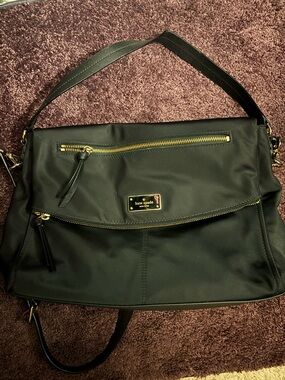kate spade black nylon shoulder bag with gold hardware